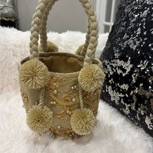Elegant Beige Embellished Women's Bag